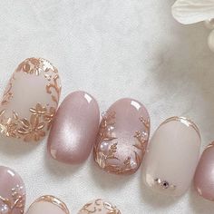 Japan Nail Art, Nail Art For Girls, Blossom Bubbles And Buttercup, Bridal Nail Art, Bridal Design, Asian Nails, Really Cute Nails, Elegant Nails, Bridal Nails