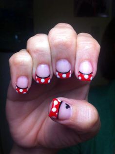 Disney nails - for my disney girls, @Heather Creswell Mesa and @Jenn L Strefling Red And White French Tip, Minnie Mouse Nails, Disney Nail, White French Tip, Nail Art Disney, Vacation Nails, Disney Nails, Popular Nails, Get Nails