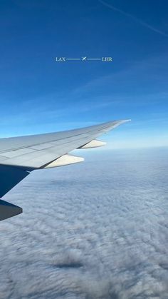 the wing of an airplane flying high above the clouds