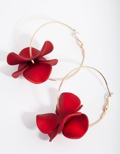 Magenta Jewelry, Flower Hoop Earrings, Fashion Jewellery Online, Viva Magenta, One Earring, Red Home Decor, Bold Earrings, Dramatic Look, True Red