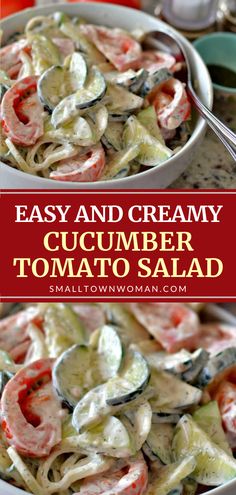 this creamy cucumber tomato salad is the perfect side dish for any meal