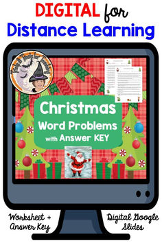 christmas word problems with answer key for the digital learning game, distance learning worksheet