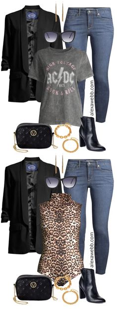 Plus Size Blazer & Jeans Outfits with Walmart - Alexa Webb Jeans Outfit Plus Size, Blazer And Jeans Outfit, Jeans Blazer Outfit, Leopard Bodysuit, Blazer And Jeans, Jeans Outfit Ideas, Winter Ootd, Outfit Plus Size