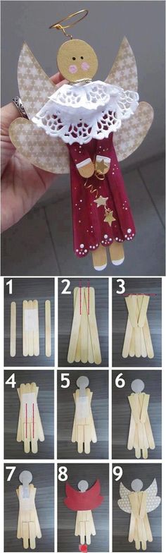 how to make an angel ornament out of wood and paper with pictures on it