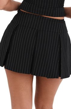 Mistress Rocks Mid Rise Pinstripe Pleated Miniskirt | Nordstrom Pin Stripe Skirt, Office Photoshoot, Lucky Daye, Pinstripe Mini Skirt, Smart Wardrobe, Pleated Miniskirt, Academic Aesthetic, Night Dresses, Wardrobe Needs