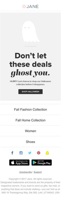 the website for jane's fashion collection, which is designed to look like it has been