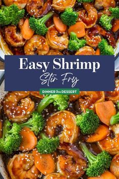 an easy shrimp stir fry with broccoli and carrots