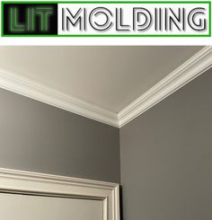 an image of molding on the ceiling in a room that is painted gray and white