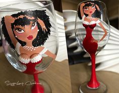 Birthday Celebration Caricature Girl's Night Out Lady Sorority Girl Party Wine Glass by SugarLumpCreations on Etsy Girl Party, Super Ideas, Birthday Celebration, Night Out, Wine