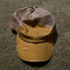 Never Worn, Mustard Color Cc Hat Brown Spring Trucker Hat, Brown Trucker Hat For Spring, Distressed Brown Baseball Cap One Size, Casual Distressed Brown Hat With Curved Brim, Casual Hat With Curved Brim In Distressed Brown, Gold Casual Trucker Hat, One Size Fits Most, Casual Distressed Brown Hat For Outdoor, Casual Brown Hat, One Size, Brown Trucker Hat Baseball Cap For Spring