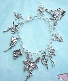 fairies charm bracelet-tibetan silver charm bracelet Silver Fairy Grunge Dangle Jewelry, Fairy Grunge Silver Dangle Jewelry, Whimsical Silver Dangling Charms, Silver Fairycore Bracelet Gift, Fantasy Style Silver Bracelet, Adjustable Silver Charm Bracelet With Butterfly, Silver Adjustable Charm Bracelet With Butterfly, Whimsical Silver Jewelry With Butterfly Charm, Whimsical Silver Bracelet Jewelry