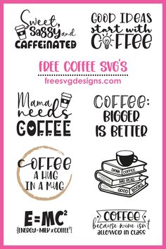 coffee svg bundle with different types of lettering