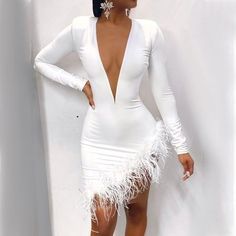 Winter Mini Dresses, White Homecoming Dresses, Gauze Dress, Winter Party Dress, فستان سهرة, Trend Fashion, Fashion Pattern, Birthday Dresses, Bodycon Mini Dress