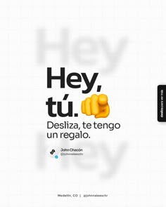 a cell phone with the text hey, tui desizza, te tengo un regalo