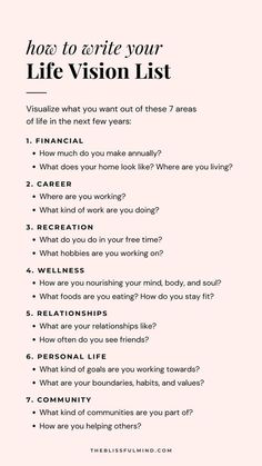 Life Vision List, Vision List, Healing Journaling, Life Vision, Self Care Bullet Journal, Trening Fitness, Get My Life Together