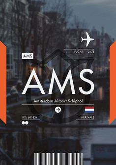 an airport ticket with the words ams on it