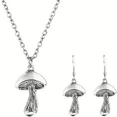 3 Pc Set Mushroom Necklace & Dangle Earrings Silver Tone 3d 16" Gift Hippie Boho Brand New In Original Package Tear Drop Fun Dangle Hanging Earrings & 16" Necklace Mushrooms Silver Tone In Color Home Office Work School Party Christmas Stocking Stuffer Gift Adults Women & Children Kids Boho Hippie **Check Out My Other Items** Bundle & Save On Shipping!! (T194) Tags Home Country Collectable Vintage Figurine Office Retro Shabby Boho Hippie Stylish Gift Fashion Surfer Vacation Beach Unisex Vegan Min Romance Gifts, Mushroom Necklace, Mushroom Pendant, Mushroom Jewelry, Dangle Earrings Silver, Boho Style Jewelry, Necklace Chain Lengths, Styl Boho, Hanging Earrings