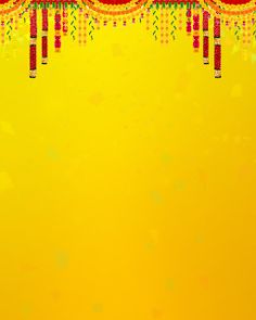 a yellow background with some red and green decorations on it's sides, as well as an empty space for the text