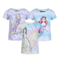 PRICES MAY VARY. Officially Licensed Disney Princess Toddler and Little Girl Clothes Cool and Stylish Disney Princess Ariel, Rapunzel and Belle T-Shirt 3 Pack for Toddler and Little Kids. The Perfect Princess Girls’ Tops, Tees & Blouses Contains One Cute Belle Print Short Sleeve Tie Dye Blue and Pink Shirt, One Rapunzel Print Short Sleeve Tie Dye Purple Shirt and One Little Mermaid Ariel Print Short Sleeve Tie Dye Blue Shirt Dress Your Little Girl in This Adorable and Comfy 3 Pack Featuring Her Tie Dye Blue Shirt, Disney Princess Toddler, Disney Princess Birthday, Disney Princess Ariel, Girl Sleeves, Princess Ariel, Blue Shirt Dress, Princess Girl, Ariel The Little Mermaid