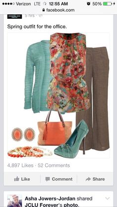 Turquoise Outfits For Women, Winter Outfits Elegant, Relaxed Outfit, Work Outfit Ideas, Floral Outfit, Brown Pants