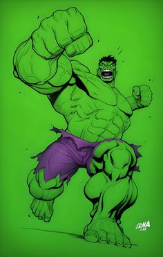 the incredible hulk in green and purple