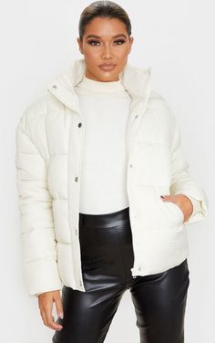 Trendy White Hooded Puffer Jacket, Cream Hooded Puffer Outerwear, Cream Jacket Outfit, White Hooded Puffer Jacket With Padded Collar, White Hooded Puffer Jacket With Double-lined Hood, Beige Hooded Puffer Jacket With Double-lined Hood, Knitted Loungewear, Cream Coat, Outfits New Year