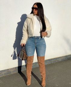 20+ Cute winter night out outfits to keep you warm and fashionable Thigh High Boots Winter Outfit, High Boots Winter Outfit, Casual Night Out Outfit Winter, Boots Winter Outfit, Casual Outfits For Girls, Casual Night Out Outfit, Winter Birthday Outfit