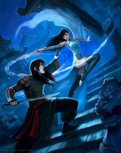 Dance of Blades by Jason Chan Warcraft Heroes, Shadow Warrior, Dark Elf, Fantasy Illustration, Fantastic Art, Art Google, Character Concept, Anime Style