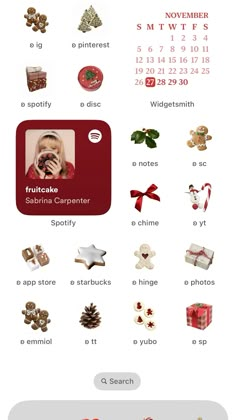 the christmas calendar is shown with different items