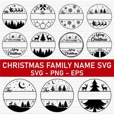 christmas family name svg bundle