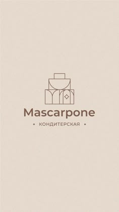 the logo for mascarponee is shown in brown and tan colors, with an image of a man's head