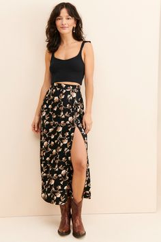 Rent Floral Midi Slit Skirt from Nuuly. Pick 6 items for $98/month. Free shipping + returns. Laughing Out Loud, Midi Skirt Outfit, Fashion Mistakes, Style Mistakes, Outfits Casuales, Out Loud, Skirt Outfits, Fashion Sense, Fashion Inspo Outfits