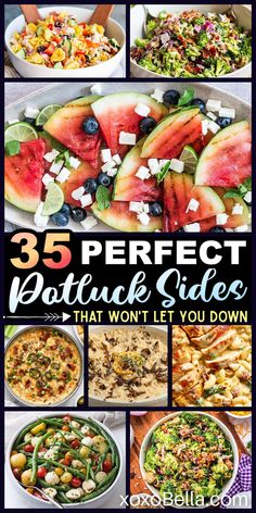 Potluck side dish ideas Outside Potluck Dishes, Side Dishes For Pitch In, Healthy Party Side Dishes, Potluck Side Dishes Cold, Fresh Summer Side Dishes, Fresh Summer Sides, Easy Side Dish For Party, Hot Side Dishes For A Crowd, Fast Easy Potluck Dishes