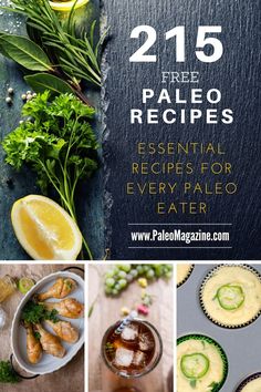 the cover of paleo recipes with images of different foods