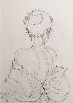 a black and white drawing of a woman's back with her hands on her hips