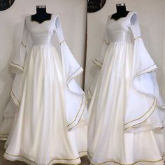 Chiffon Floor-length Wedding Gown, Chiffon Floor-length Gown For Wedding, Floor-length Chiffon Gown For Wedding, Wedding Gown With Fitted Bodice In Chiffon, Chiffon Gown With Fitted Bodice For Wedding, Chiffon Wedding Gown With Fitted Bodice, Chiffon Long Sleeve Wedding Gown, Elegant White Chiffon Gown, White Chiffon Wedding Gown