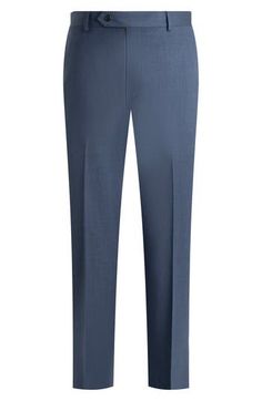 Smart and versatile, these dress pants tailored from Italian wool feature traditional detailing from the regular rise in the waist to the classic flat-front construction. Zip fly with button-tab closure Front slant pockets; back button-welt pockets Partially lined Unhemmed 100% wool Dry clean Made in Canada Pants Tailored, Blue Fits, Nordstrom Store, Wool Dress, Anniversary Sale, Bottoms Pants, Welt Pockets, Dress Pants, Straight Leg