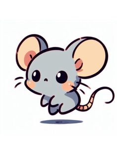 a cartoon mouse flying through the air with it's eyes closed and ears wide open