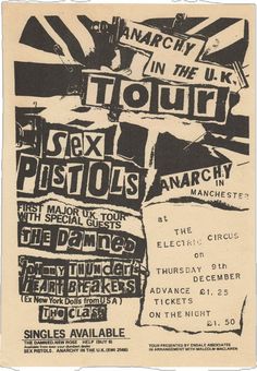 an old concert poster for the band's tour in the uk, with some writing on it