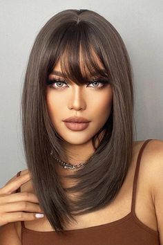 IF you want to buy Hair extensions & hair accessoriesVisit my Websitepreetys.com Stomach Exercises, Long Hair With Bangs, Haircuts For Long Hair, Flat Stomach, Long Bob, Shoulder Length Hair, Stylish Hair, Medium Length Hair Cuts, Layered Hair