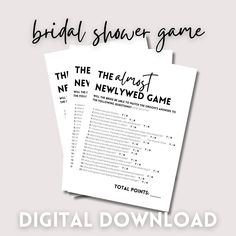 the bridal shower game is shown in black and white