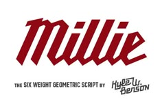 the logo for miller's is shown in red and black on a white background