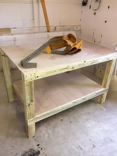 a workbench with some tools on top of it