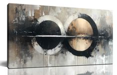 an abstract painting with black and white circles