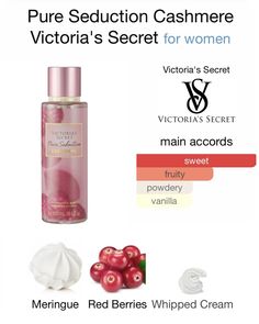 Pure Seduction Combo, Fruity Perfumes For Women, Pure Seduction Perfume, Berry Perfume, Victoria Secret Mist, Cashmere Perfume, Feminine Scents, Victoria's Secret Pure Seduction