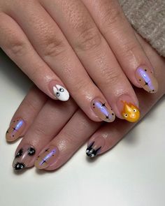 College Nails, Kutek Disney, Cute Simple Nails, Anime Nails, Nails Cute, Cat Nails, Kawaii Nails, Halloween Nail Designs, Halloween Nail Art