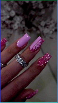 Pink Nails Glitter Design, Pink And Blue Nails Design, Acrylic Nail Designs Winter, Pastel Nail Art Designs, Patterns Minimalist, Plaid Nail Designs, Cherry Nail Art, Pink Nail Art Designs, Vibrant Florals