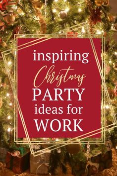 Inspiring Christmas party ideas for work. A decorated Christmas tree with a few presents under it. Christmas Party Ideas For Work, Christmas Party Themes For Adults, Office Xmas Party, Christmas Party Centerpieces, Office Themed Party, Fun Christmas Party Ideas