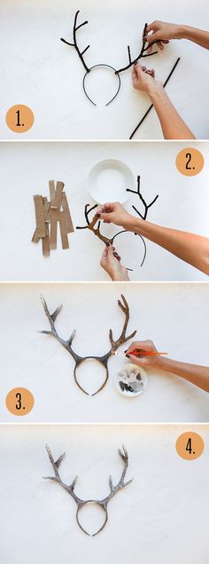 how to make deer antlers out of paper plates