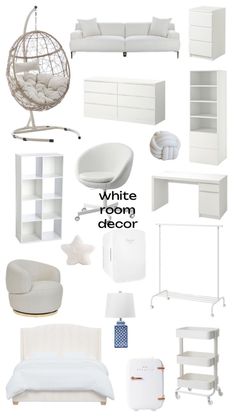 white room decor with furniture and accessories